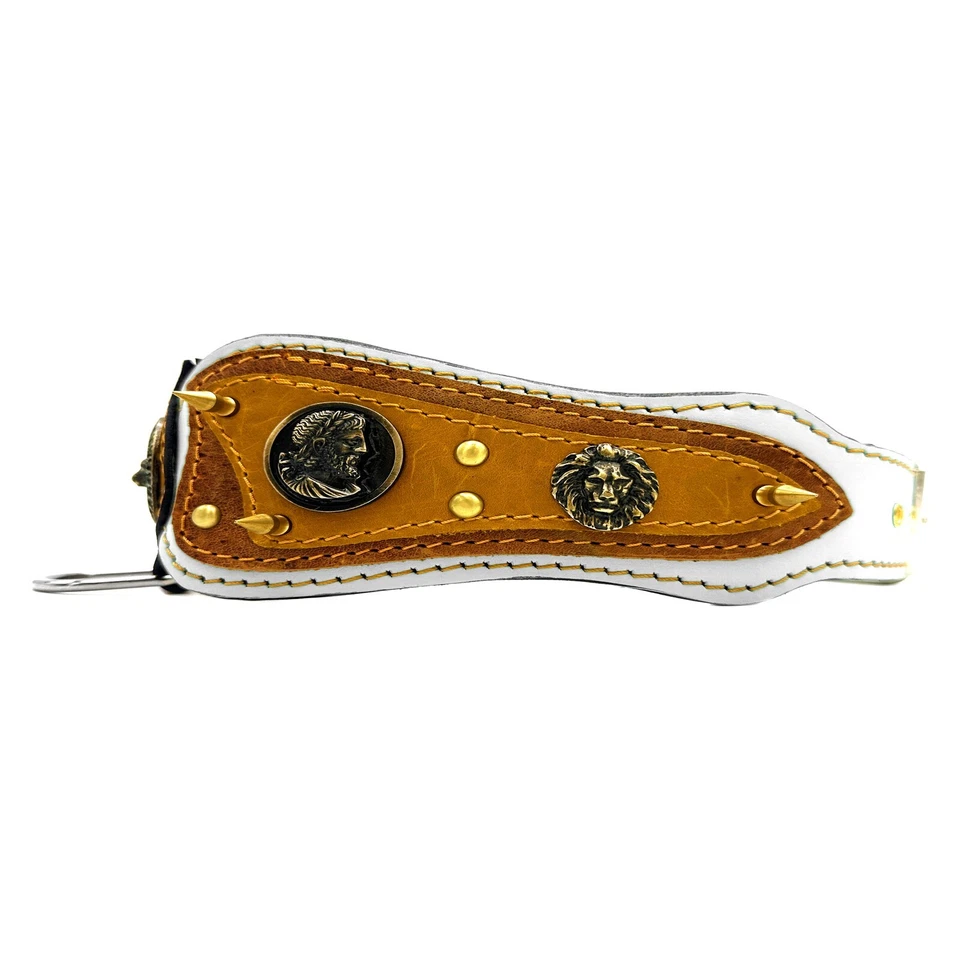 Collar de perro con púas Wolf de cuero hecho a mano diseño especial de lujo Foto 3 de 4