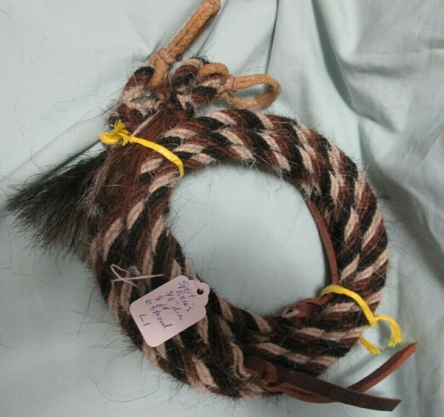 Mane Horsehair Split Reins w/ rawhide connectors 8 feet 3/8" dia
