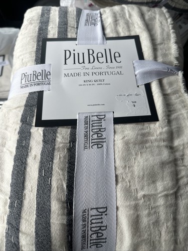 Piu Belle 100% Fine Linen King Comforter Striped Luxury Comforter 104” X 94” NEW