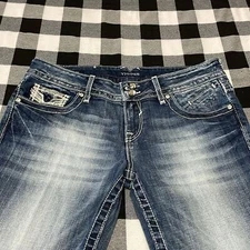 Vigoss Chelsea Capri Jeans 9/10 x 21 Metallic Thick Stitch Embellished Stretch