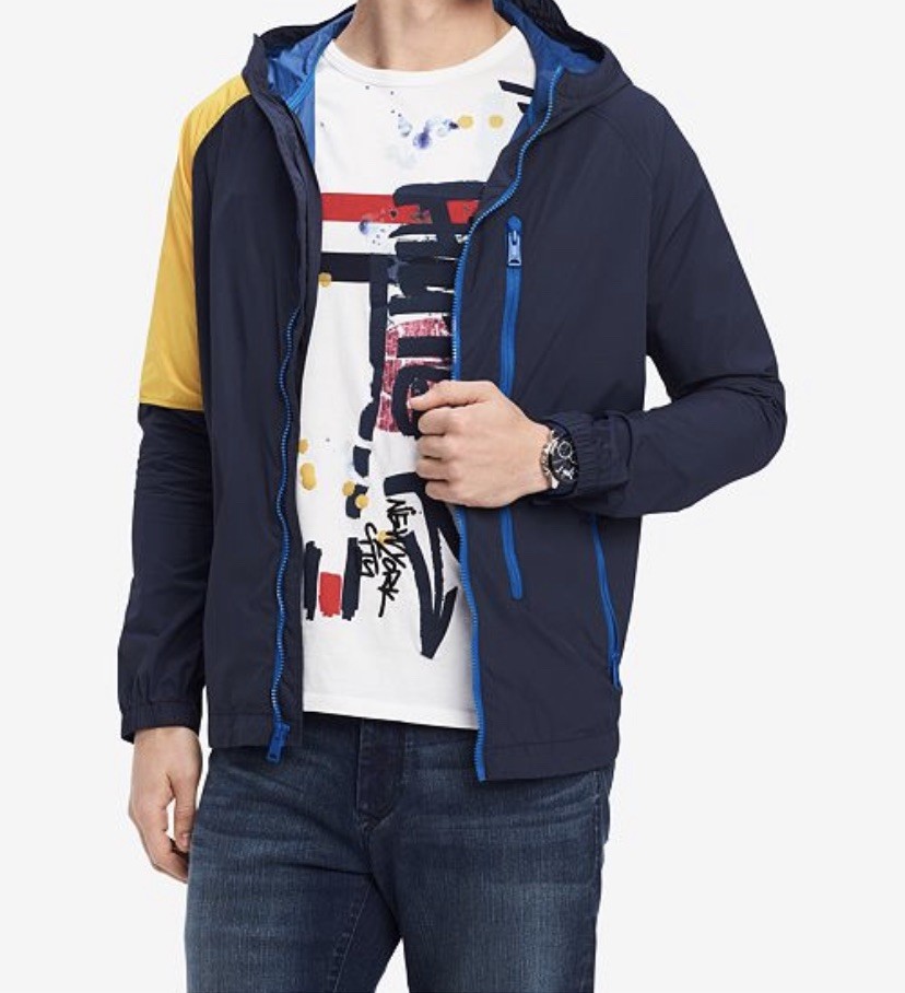 Tommy Hilfiger Denim Union Colorblocked Hooded Windbreaker Large $149  Sailing