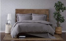Brooklyn Loom Cotton Percale Duvet Set 3 Pcs King Size, Grey Color