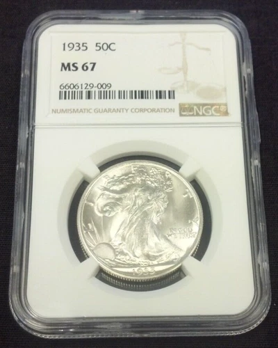 1935 WALKING LIBERTY SILVER HALF 50c NGC MS67 BLAST WHITE (2404)