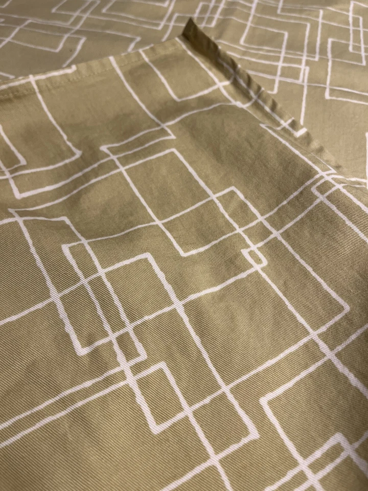 Crate and Barrel Green Geometric Shower Curtain 100% Cotton - Image 4 of 4