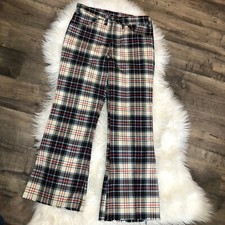 Vtg Levi  s Sta-Prest Plaid Wide Leg Pants 1970s Big E Levi  s High Waist Unisex