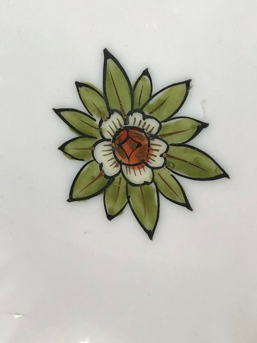 Vintage Nippon Green White and Orange Flower Dish Gold Trimmed - Picture 4 of 8