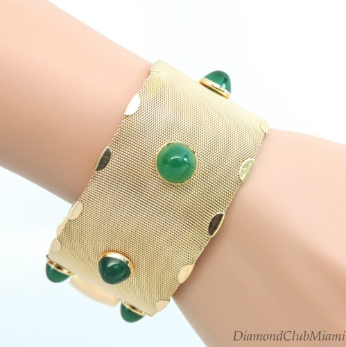 Raro Antiguo Brazalete de Malla Grande Cabujón Esmeralda Cabujón de 21,2 quilates 105,4 gramos - Imagen 7 de 12
