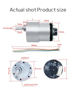 JGB37-520 Reduction Motor DC 6V 12V Hall Encoder With Speed