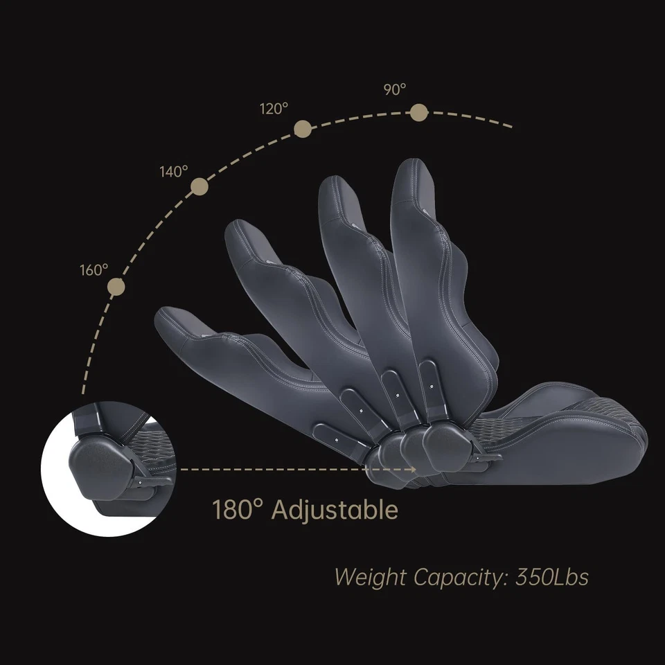 2 Pcs Adjustable Universal Racing Seats with Sliders, Bucket Seats for VW Foto 2 de 4