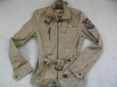 Khujo beautiful long jacket with belt beige size L excellent 1018