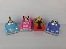 4 x Disney Junior Mickey & Friends Pull-Back Cars Pluto Donald Minnie Goofy