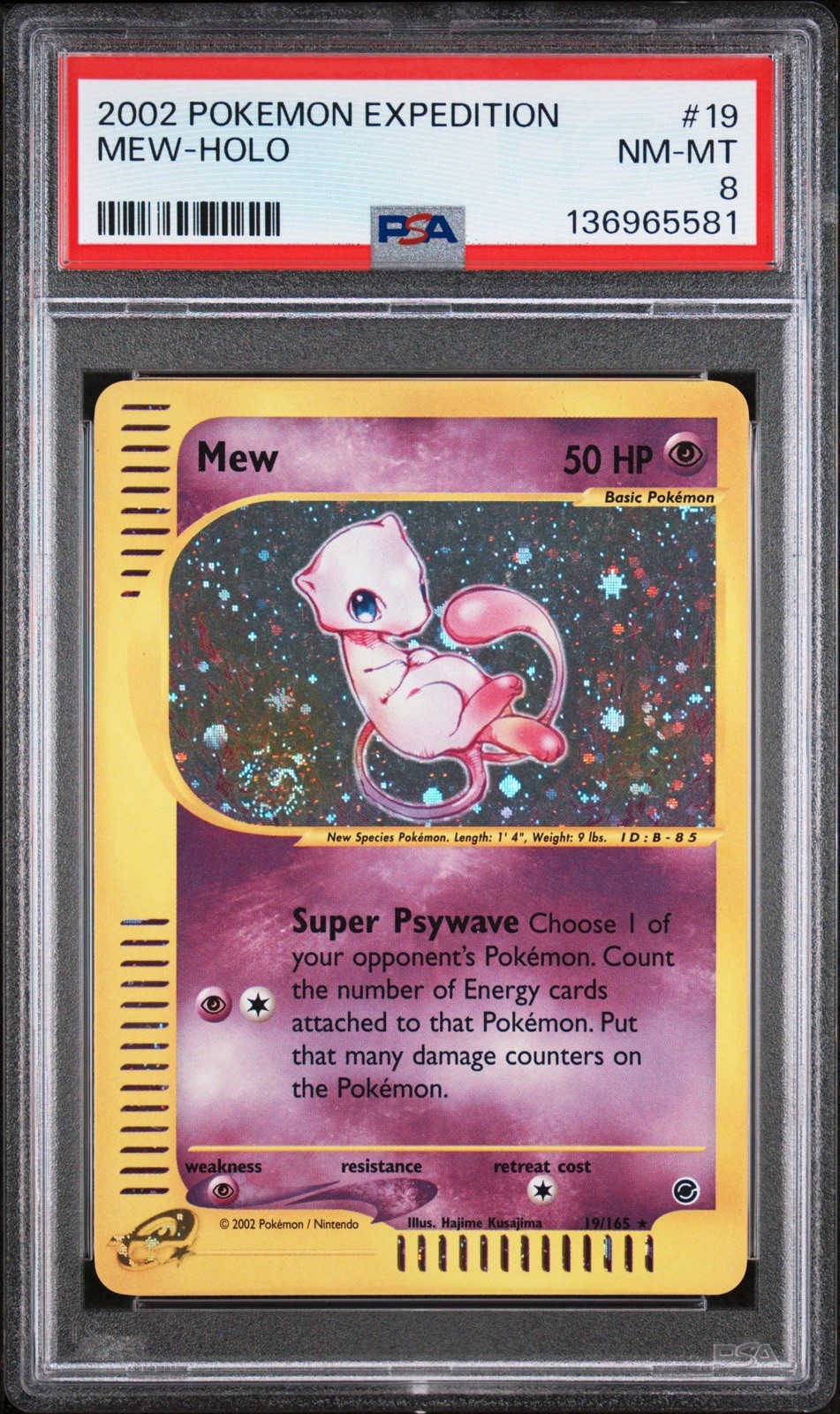 Pokemon Expedition- Mew Holo Rare SWIRL #19 PSA 8