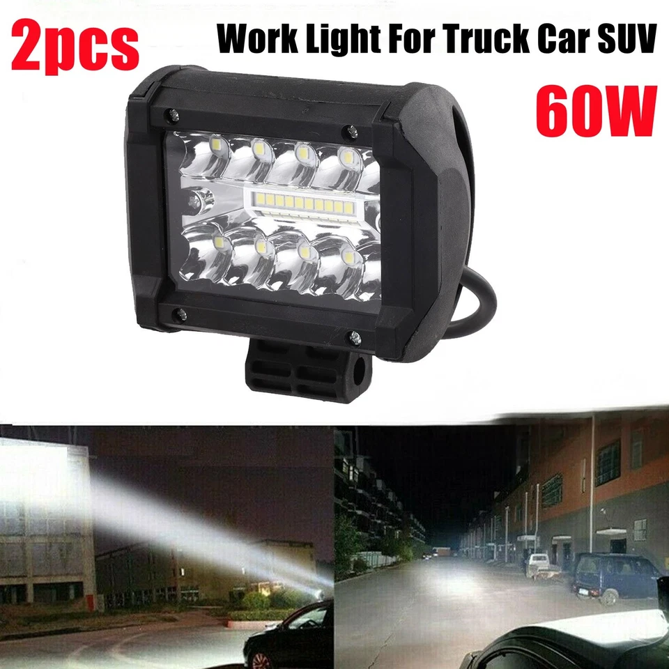 60W LED Work Light Bar With Adjustable Bracket Spot Flood Beam For SUV Truck - Image 2 of 4