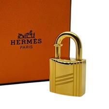 HERMES 1998 Cadena Padlock Charm Gold Limited Edition Bag Charm Vintage Rare W/B