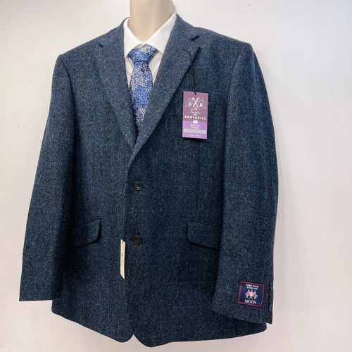 Chaqueta Blazer Marks And Spencer Abraham Moon Tweed Azul Lana Para Hombre Talla 48R Nueva con Etiquetas - Imagen 3 de 21