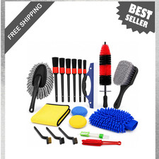 Car Detailing Kit 18 Pieces Interior Exterior Cleaning Set Microfiber Brushes