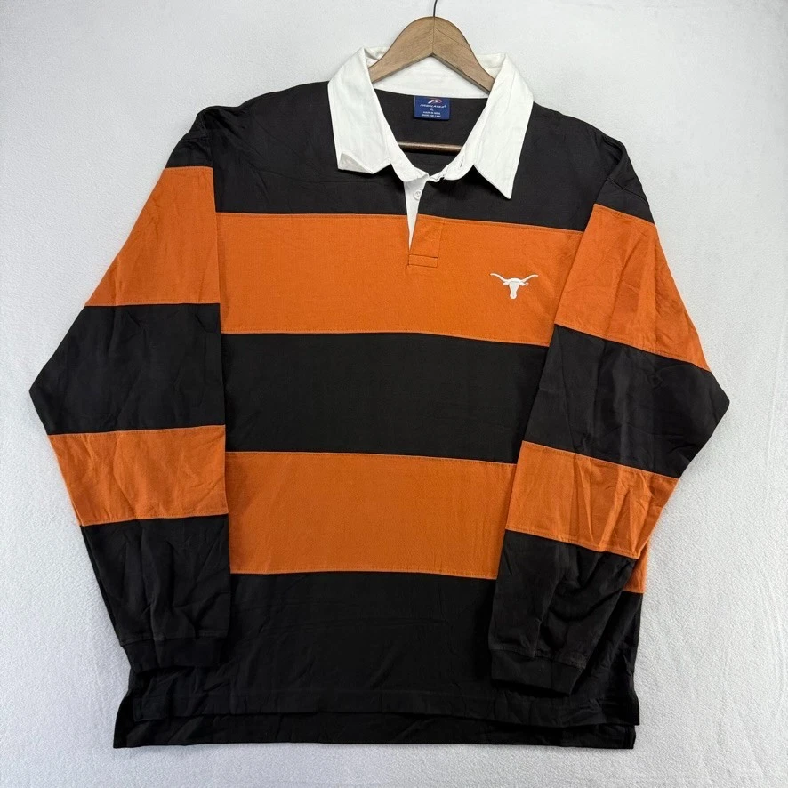 Vintage Texas Longhorns Rugby Shirt Men's XL Orange Black Colorblock University - Image 2 of 4