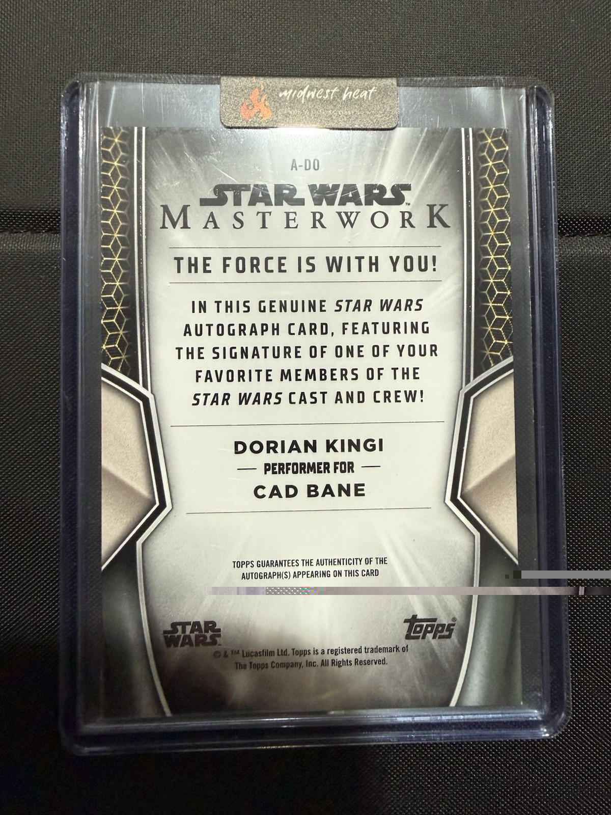 2025 Topps Star Wars Masterwork Cad Bane Dorian Kingi Auto /99 #A-DO view 2