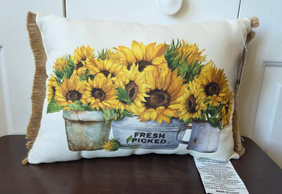 Hobby Lobby Fall Sunflower Toss Pillow Decor Autumn Harvest Farmhouse 10x14