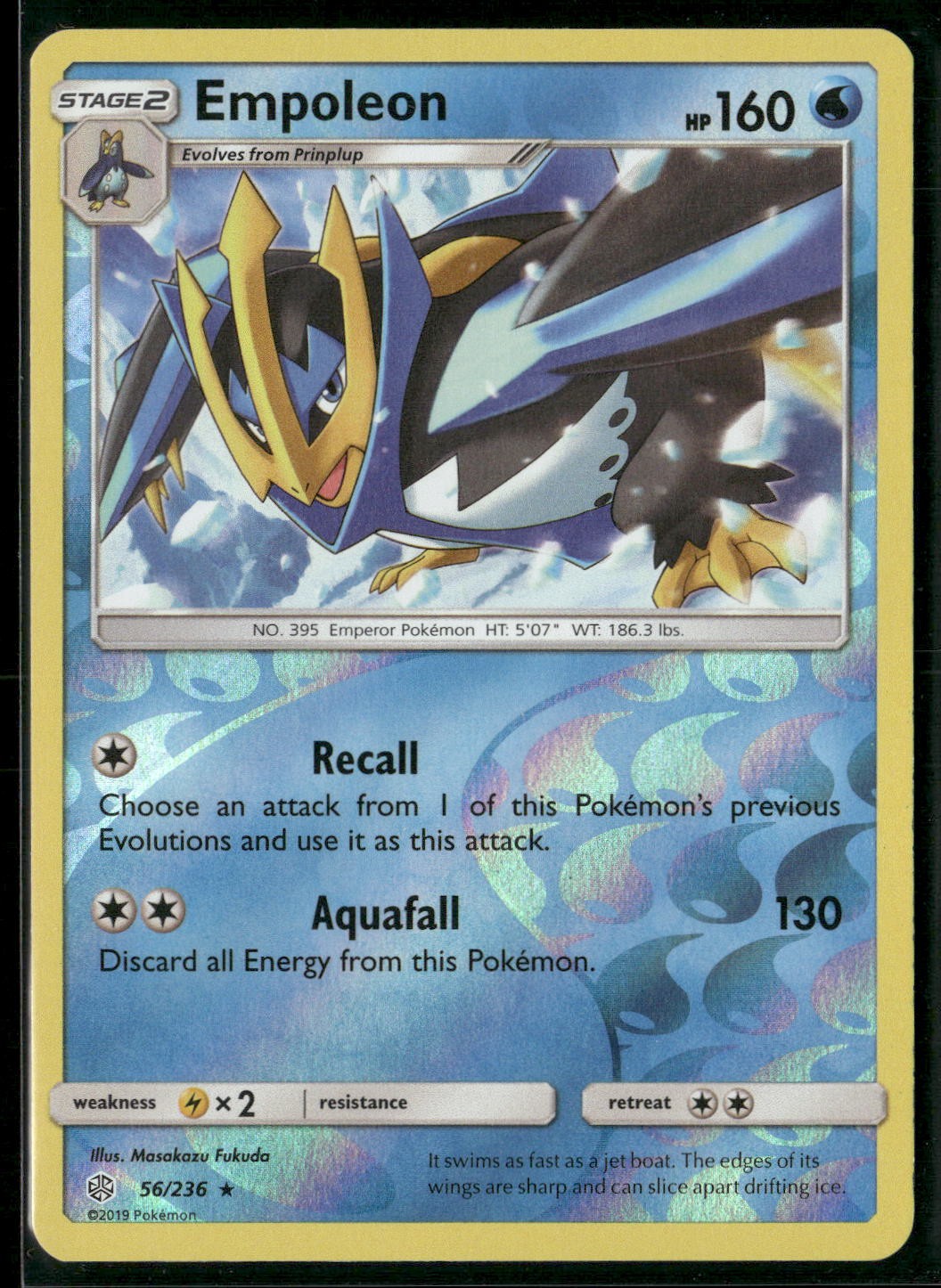 Empoleon 56/236 Rare Cosmic Eclipse Pokemon Reverse Holo Near Mint