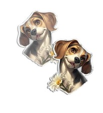 Cute Beagle Sticker Puppy Profile Decal car truck laptop cuddly creatures 2 PACK