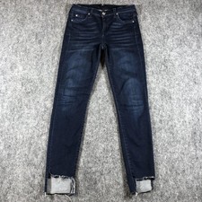 7 For All Mankind Jeans Womens 26 Blue Dark Wash Skinny Raw Hem Stretch Denim
