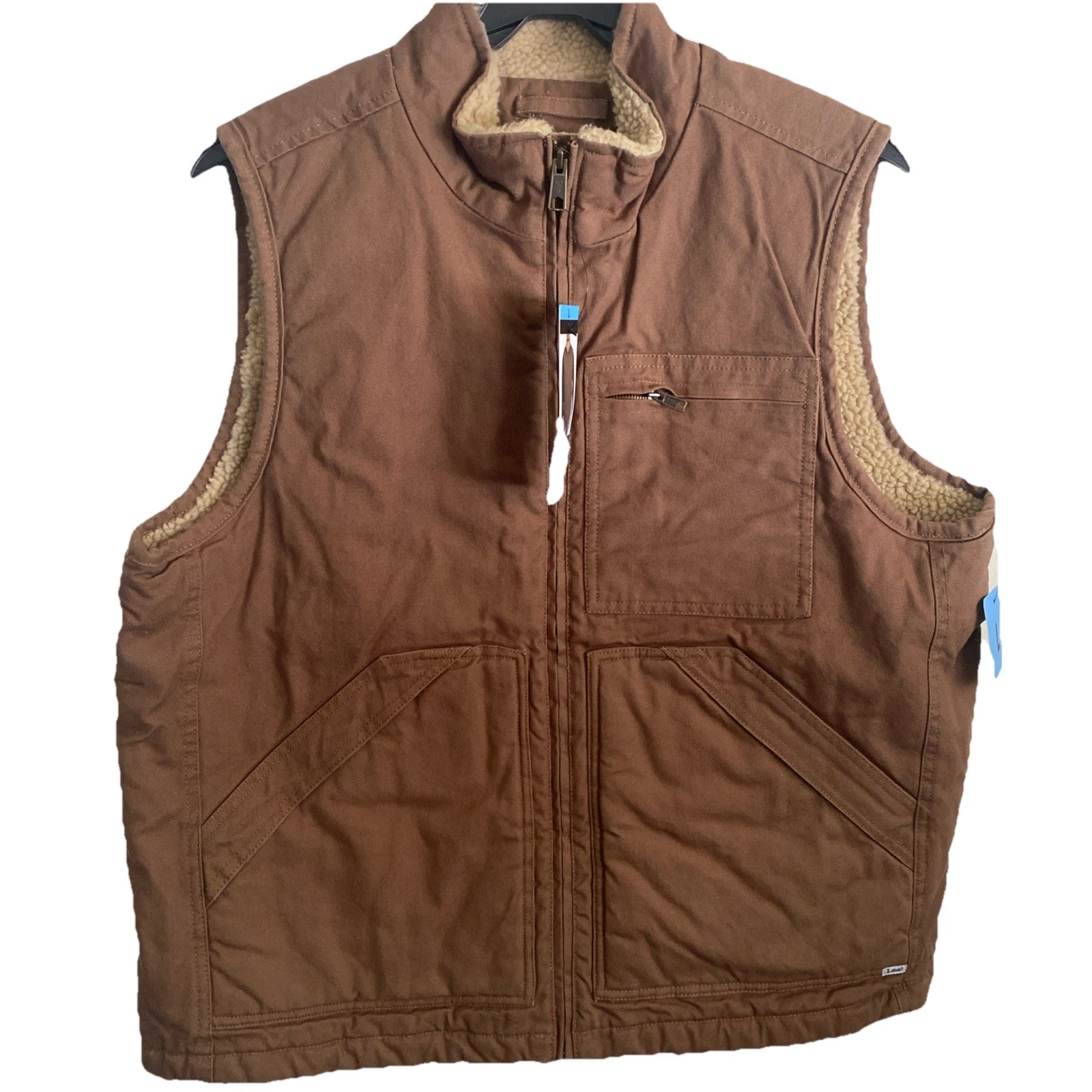 Lee Men's Workwear Vest Size L Khaki Dark Brown