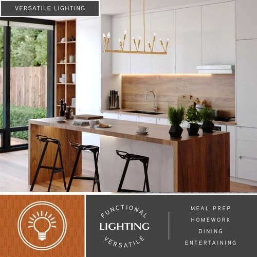 Vaxcel Lighting H0306 Warwick 10 Light 33"W Taper Candle Linear - Brass - Picture 8 of 10