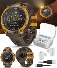 Garmin Instinct Crossover 1.2" AMOLED Sapphire Hybrid GPS Smartwatch WHT EarBuds