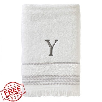 SKL Home Monogram Bath Towel Y White