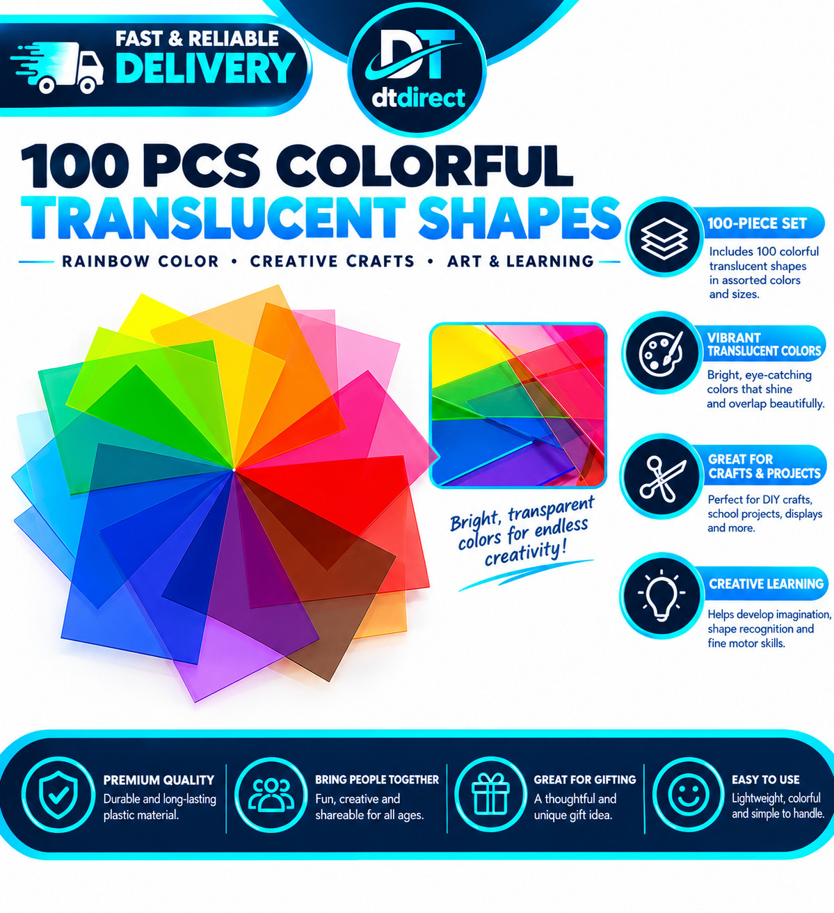 10 Pack Gel Light Filter Transparency Color Film Plastic Sheets Colored