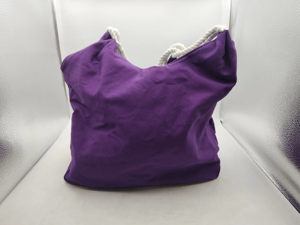 ESCADA-MARINE GROOVE-LARGE TOTE /BEACH BAG-PURSE-PURPLE WITH PINK & WHITE LETTER - Image 4 of 4