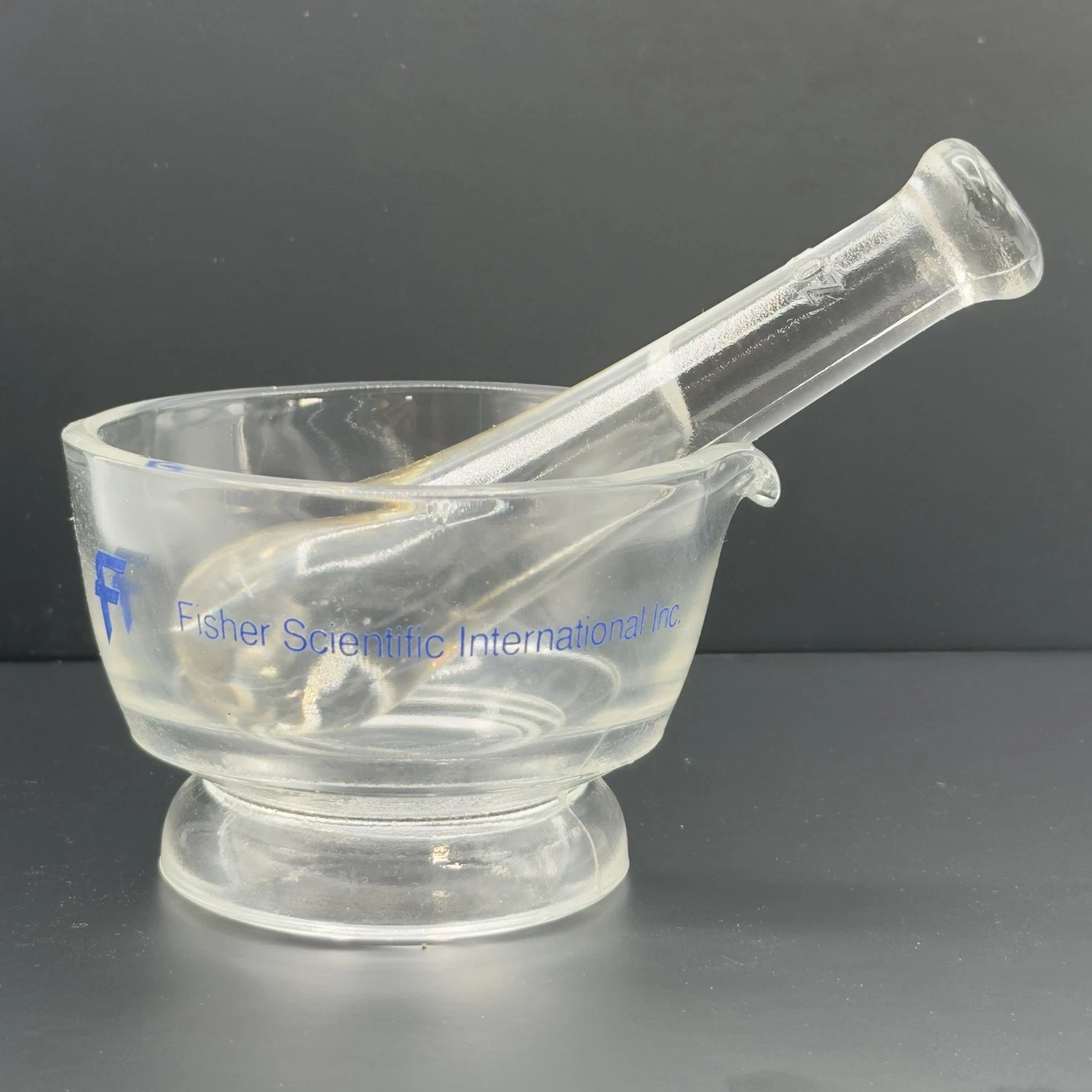 VTG Fisher Scientific 4oz Glass Mortar & Pestle Borosilicate Lab Set Apothecary