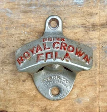 VTG ORIGINAL ROYAL CROWN STARR X WALL MOUNTED BOTTLE OPENER RC COLA