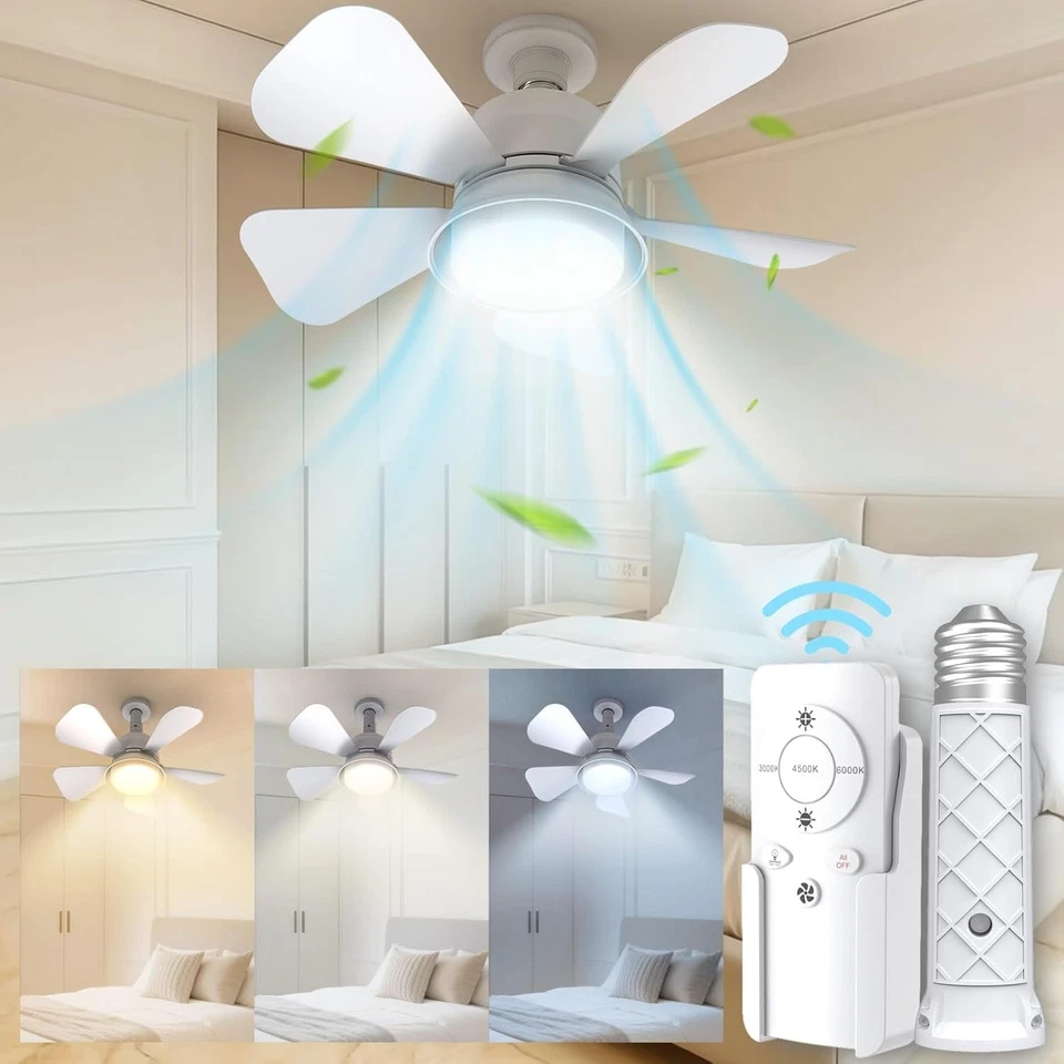 Flush Mount Ceiling Fan with Light –Quiet LED Remote Control for Bedroom (White) - Image 2 of 4