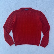 Burberry London Cable Knit Sweater Men's Size Medium Bright Red 100 Cashmere