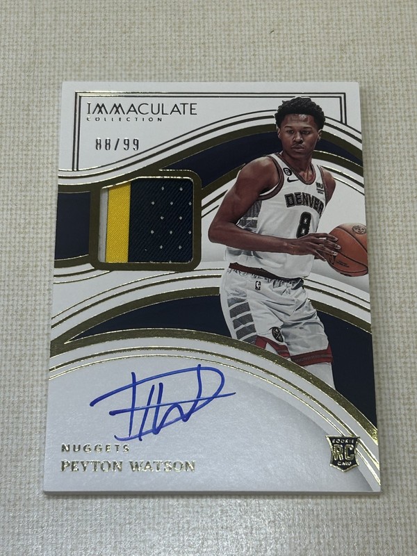 Peyton Watson rookie Patch Auto 2022-23 Immaculate Collection 88/99 nuggets cavs