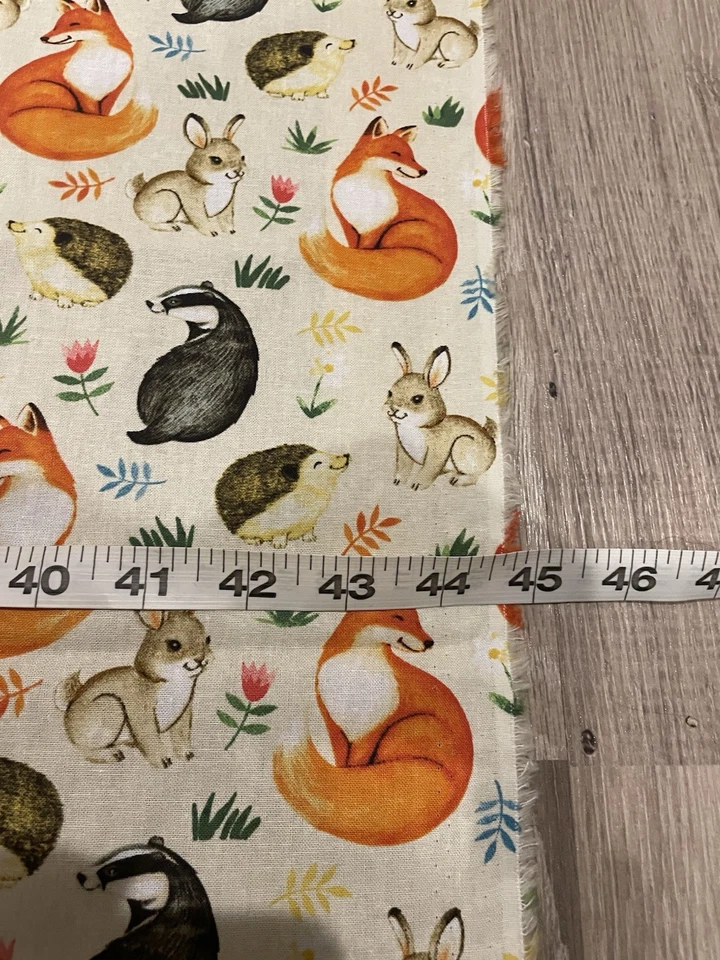 Whimsical Woodland Animals Enchanted David Textiles Cotton Fabric 1 Yard 37x44.5 - Image 4 of 4