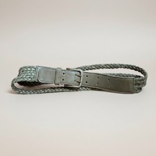 Hobo International Braided Leather Belt Medium Olive Green Double Prong Buckle