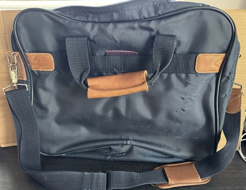 Passport Carry On Messenger Laptop Nylon Leather Briefcase w/Shoulder Strap - Picture 4 of 15