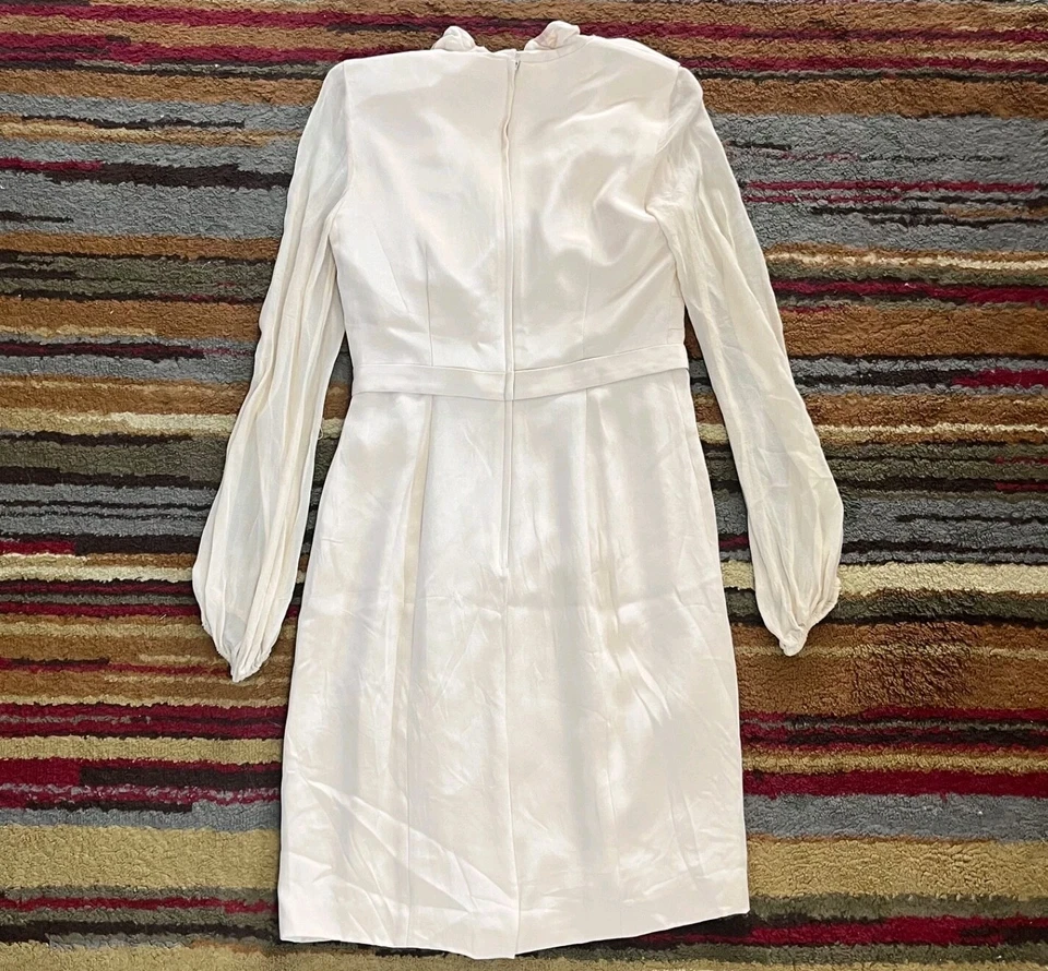 Kay Unger официальный шелк платье женщин размер 4 слоновой кости оболочка с короткой подкладкой классический  - Изображение 2 из 4