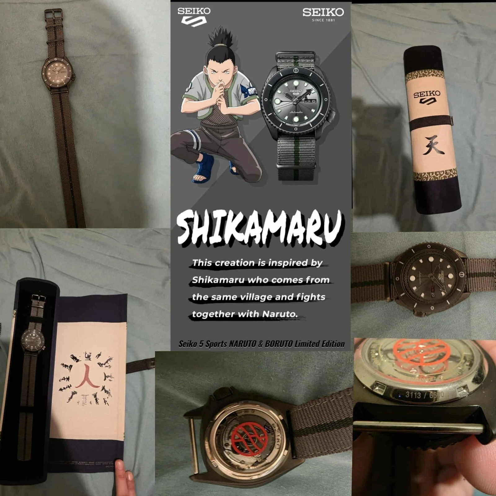 Seiko 5 Sports Naruto/Boruto Limited Edition 42.5mm Gray Watch SBSA097