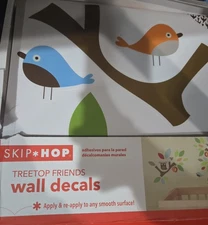 Skip*Hop Treetop Friends Adhesive 88 Wall Decals Owls Birds Trees Flowers NIP