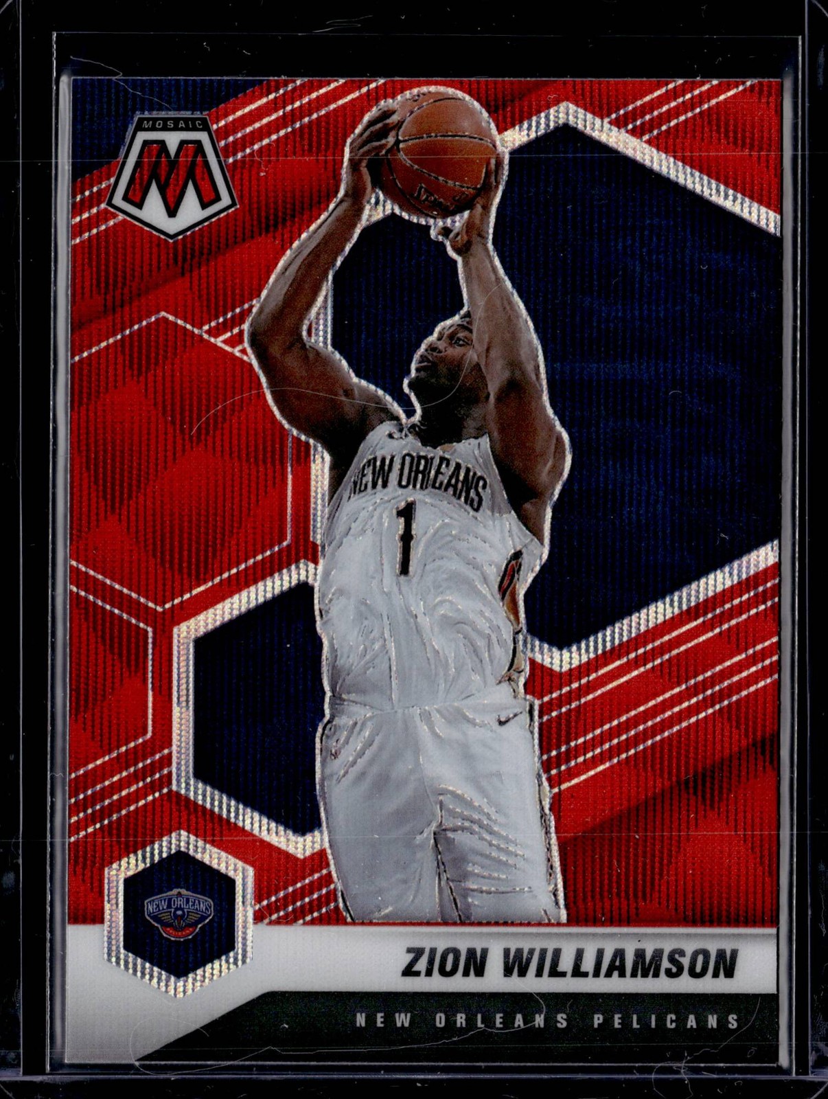 2020 Panini Mosaic Zion Williamson #49 Mosaic Red Wave New Orleans Pelicans