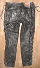 / LOUIS / Mens Lace Up LEATHER JEANS / Biker Leather Trousers Black Approx W34-35 / L31