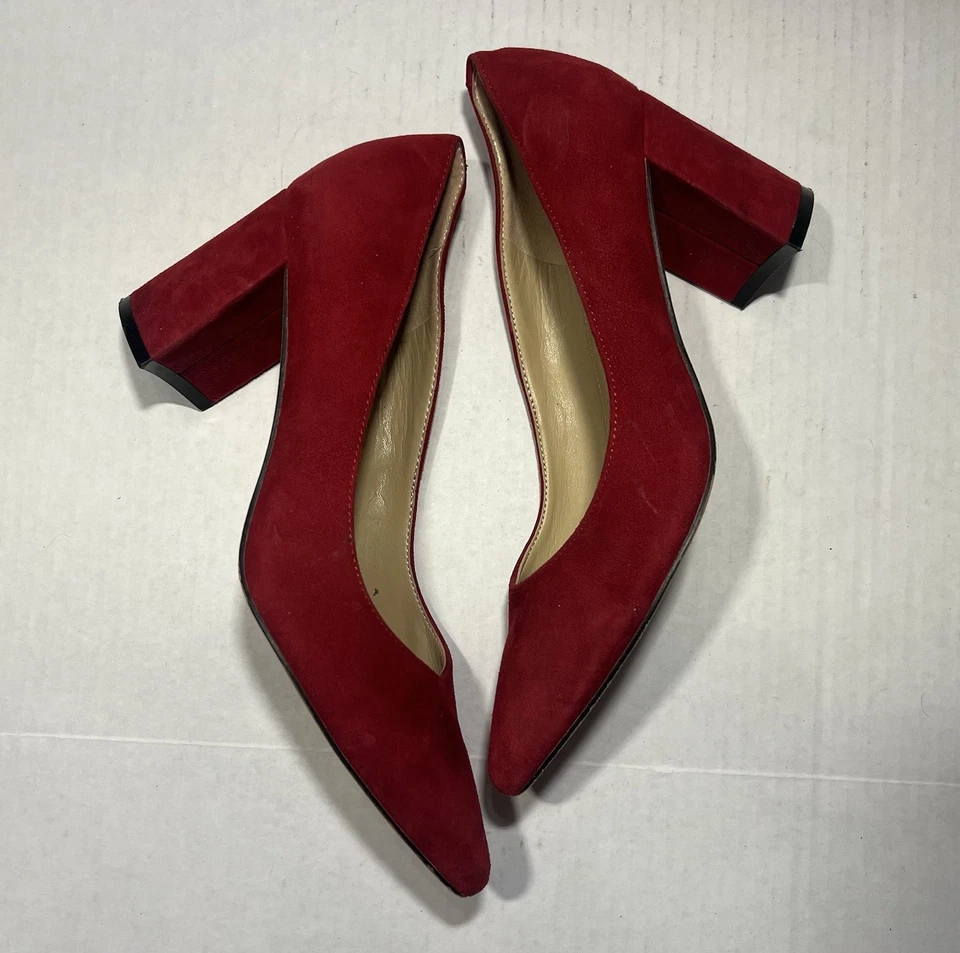 Zapatos de salón de vestir Marc Fisher para mujer 6 M rojo gamuza tacón ancho Foto 3 de 4