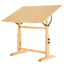 Wood Drafting Table for Adults, 30" X 42" Extra-Large Drawing Table with Adju...