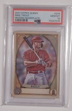 2021 Topps Gypsy Queen #244 MIKE TROUT PSA 10 Missing Nameplate Angels SP POP 2