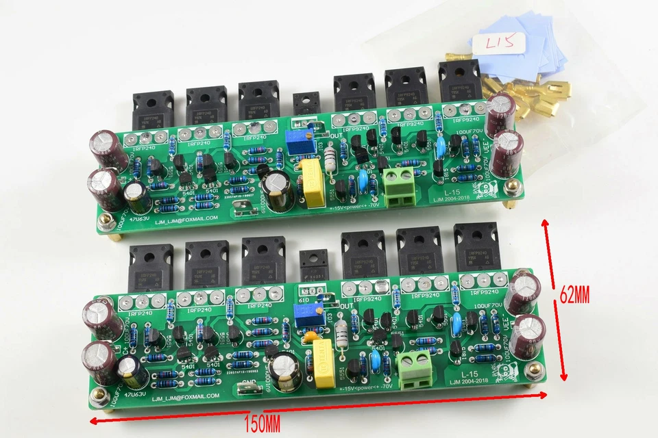 2pcs Dual Channel  L15 FET(Field Effect Tube)  Finished Board Power Amplifier - Image 2 of 4