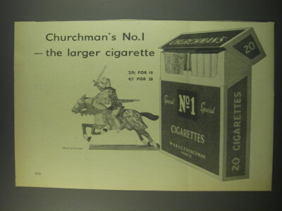 1957 Churchman's No. 1 Cigarettes Advertisement - The larger cigarette
